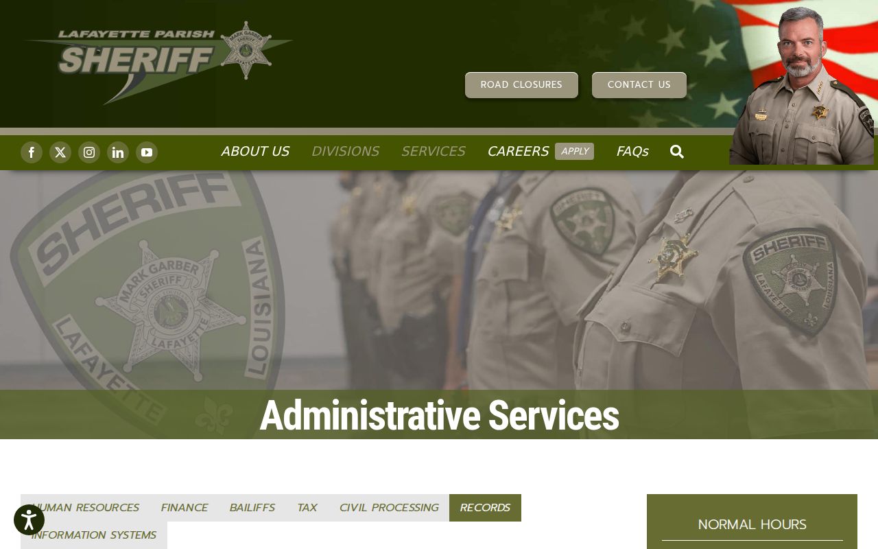 Lafayette Parish warrant records: sheriff records request methods, counter hours, and fee schedule