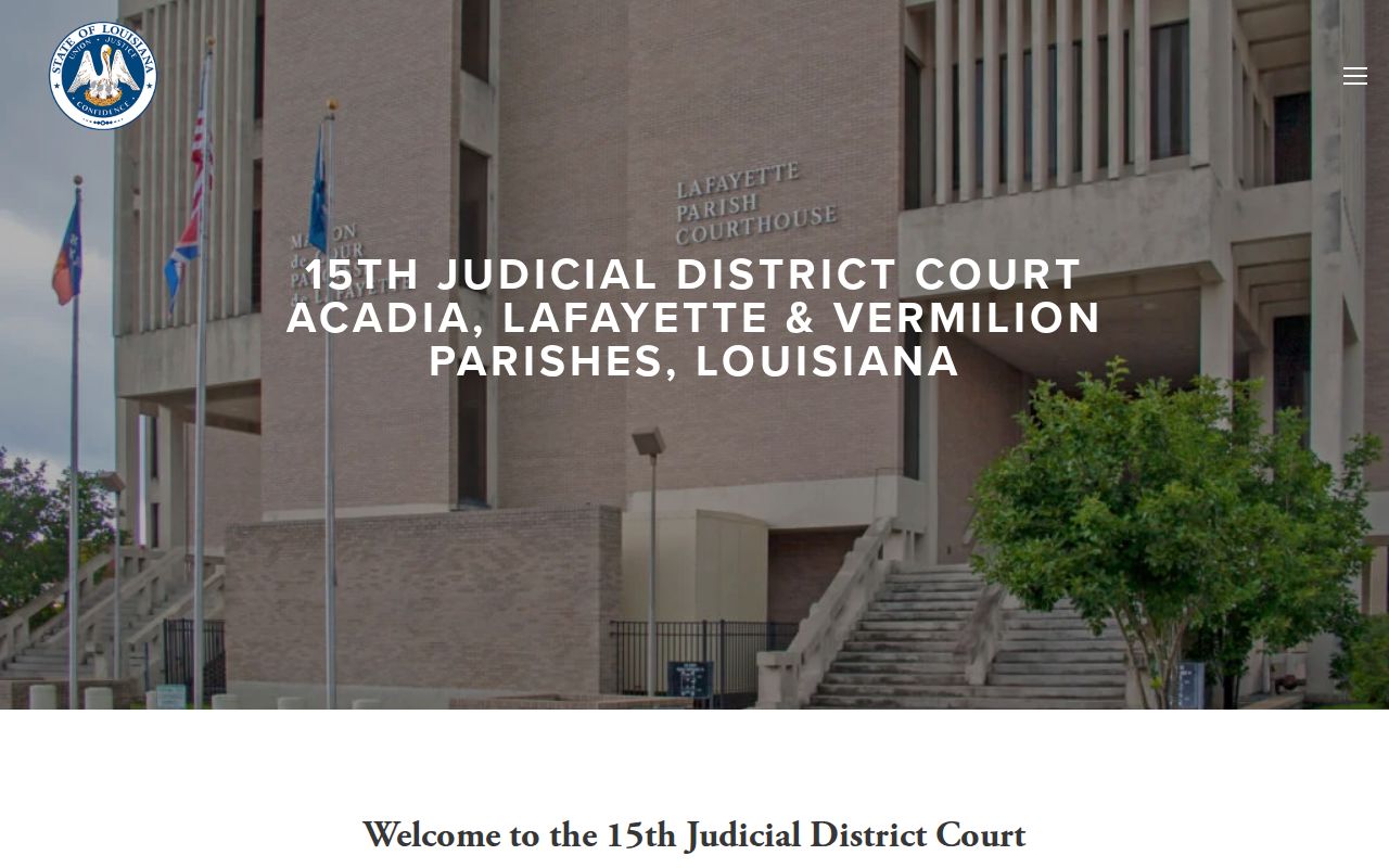 Lafayette Parish warrant records: Fifteenth Judicial District Court courthouse and division landing page