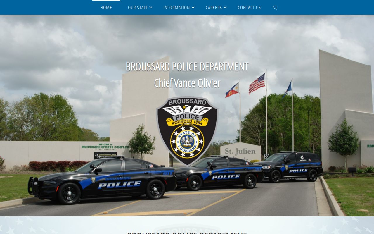 Broussard warrant records: police department home page contact block and citation payment link