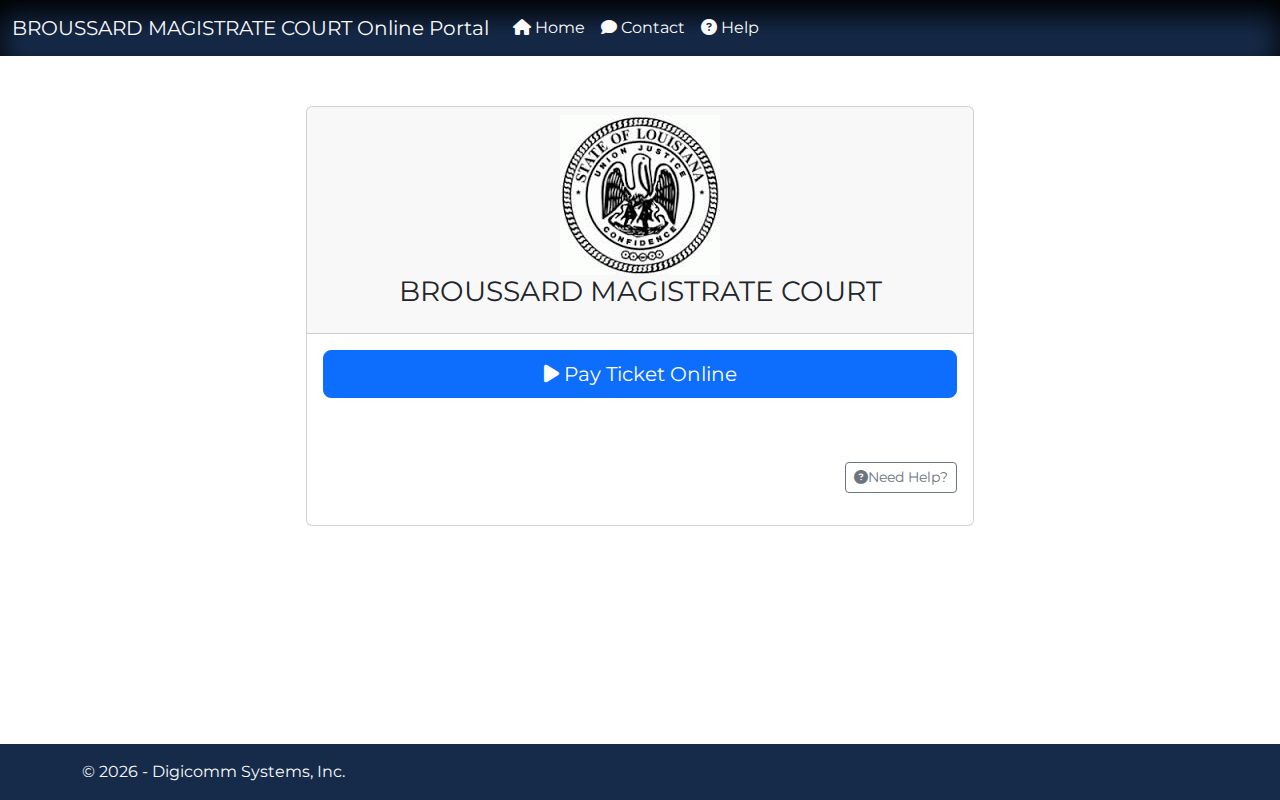 Broussard warrant records: blank vendor citation payment screen with no citation entered