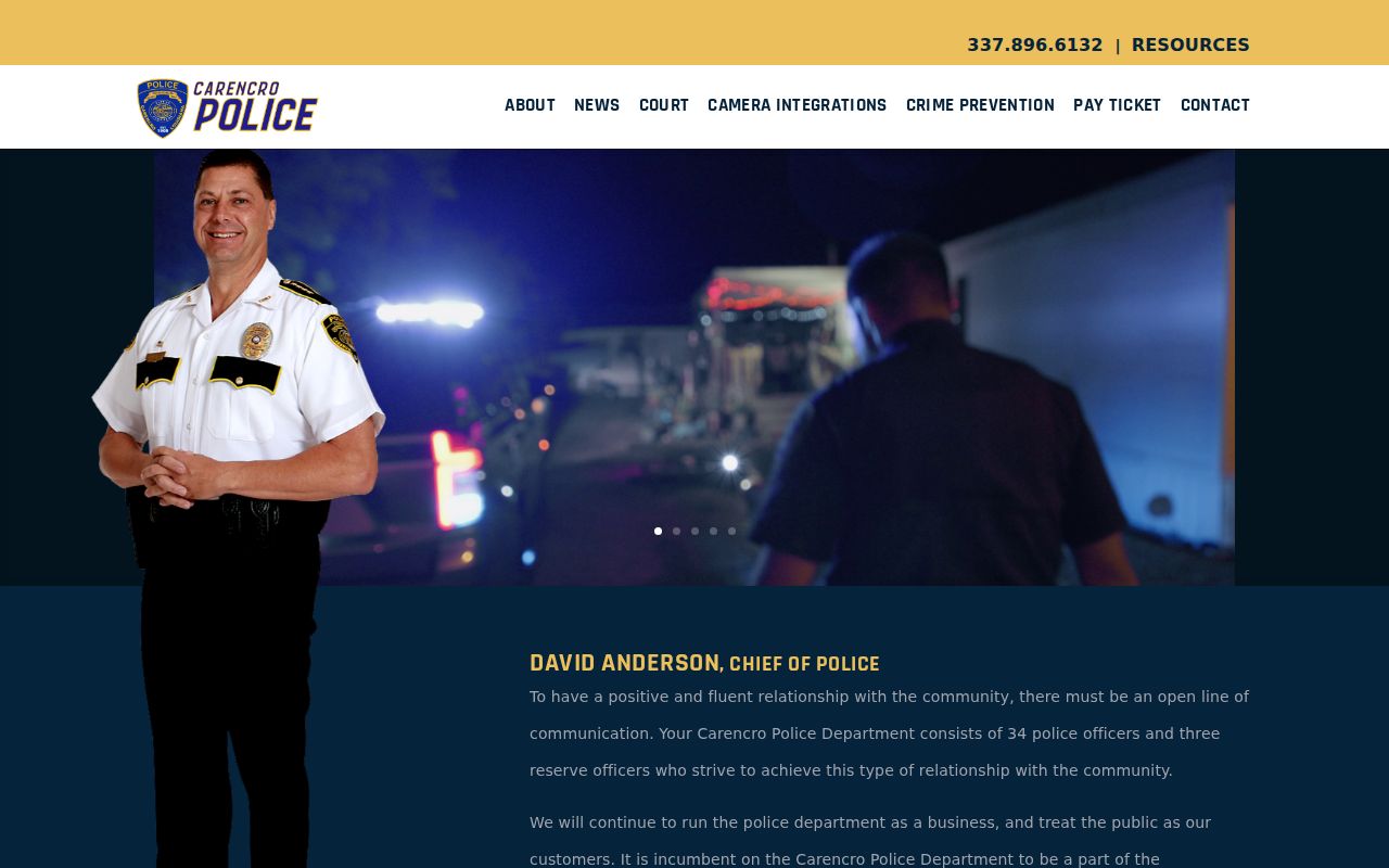 Carencro warrant records: police department home page with court and payment navigation