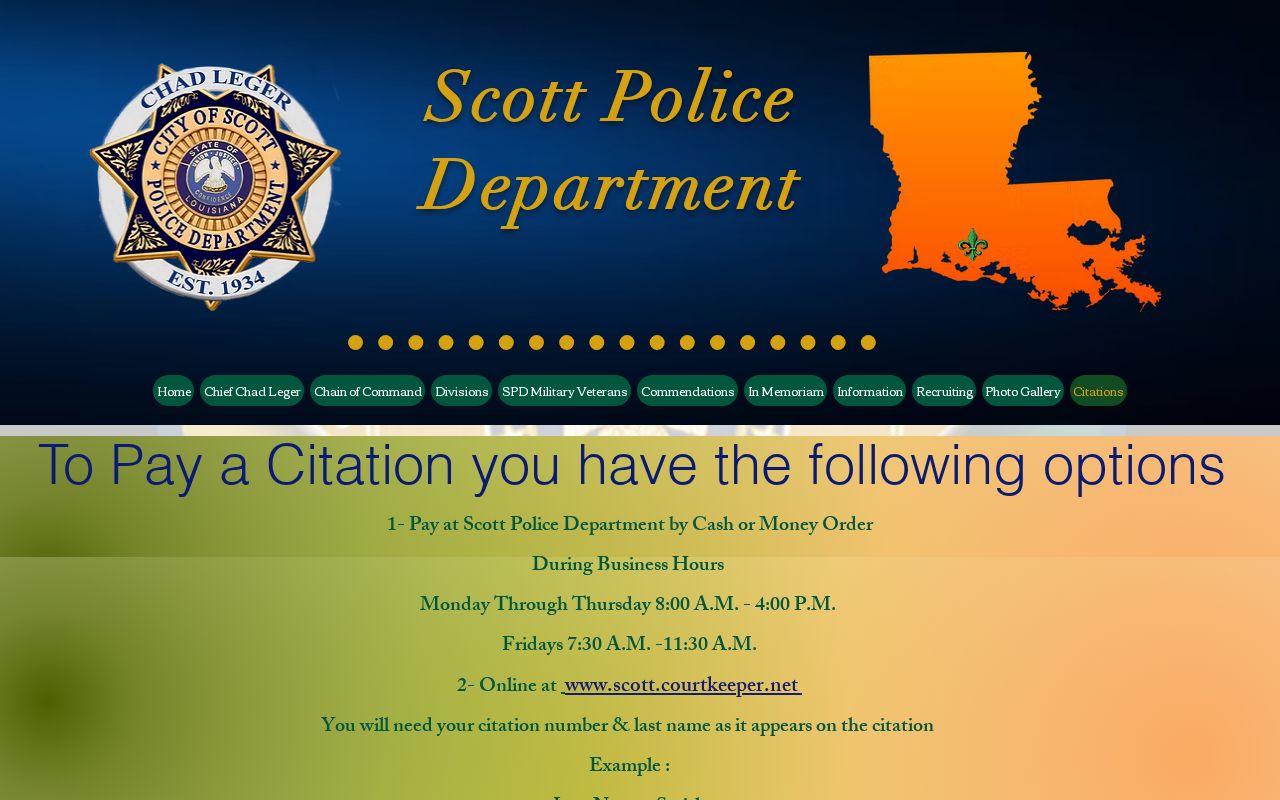 Scott warrant records: citation search and payment instructions with required fields